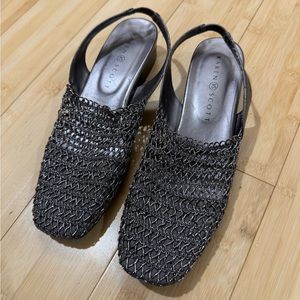 Silver sling back shoes
